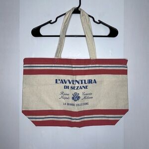 Sézane L’avventura Di Sézane cream red fabric tote bag